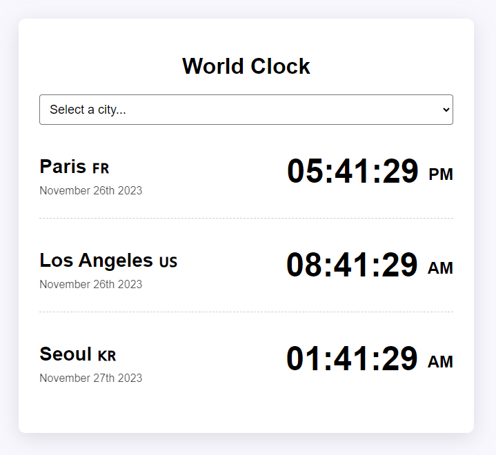 World Clock project preview